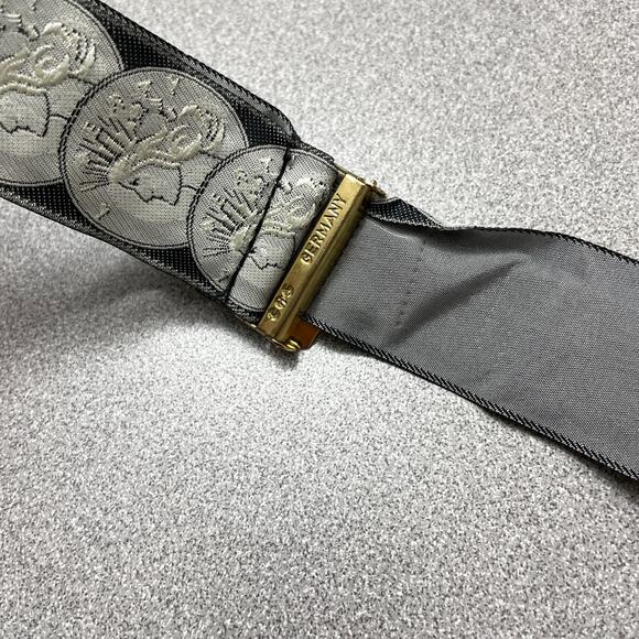 CAS Germany Silk Suspenders Mens Braces Gray Black Leather Button Coins Liberty - Picture 7 of 8